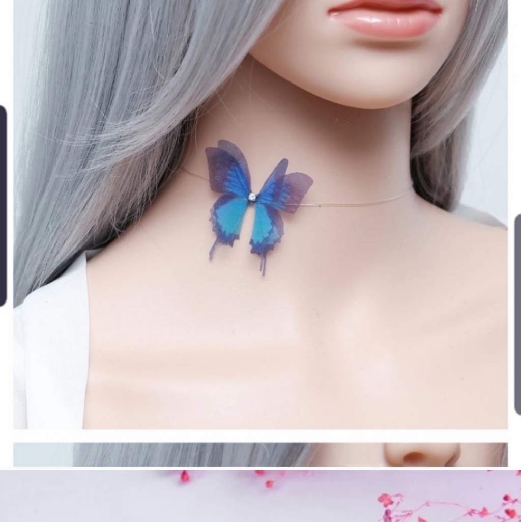 Rhinestone Created Crystal 3d Butterfly Chokerneck